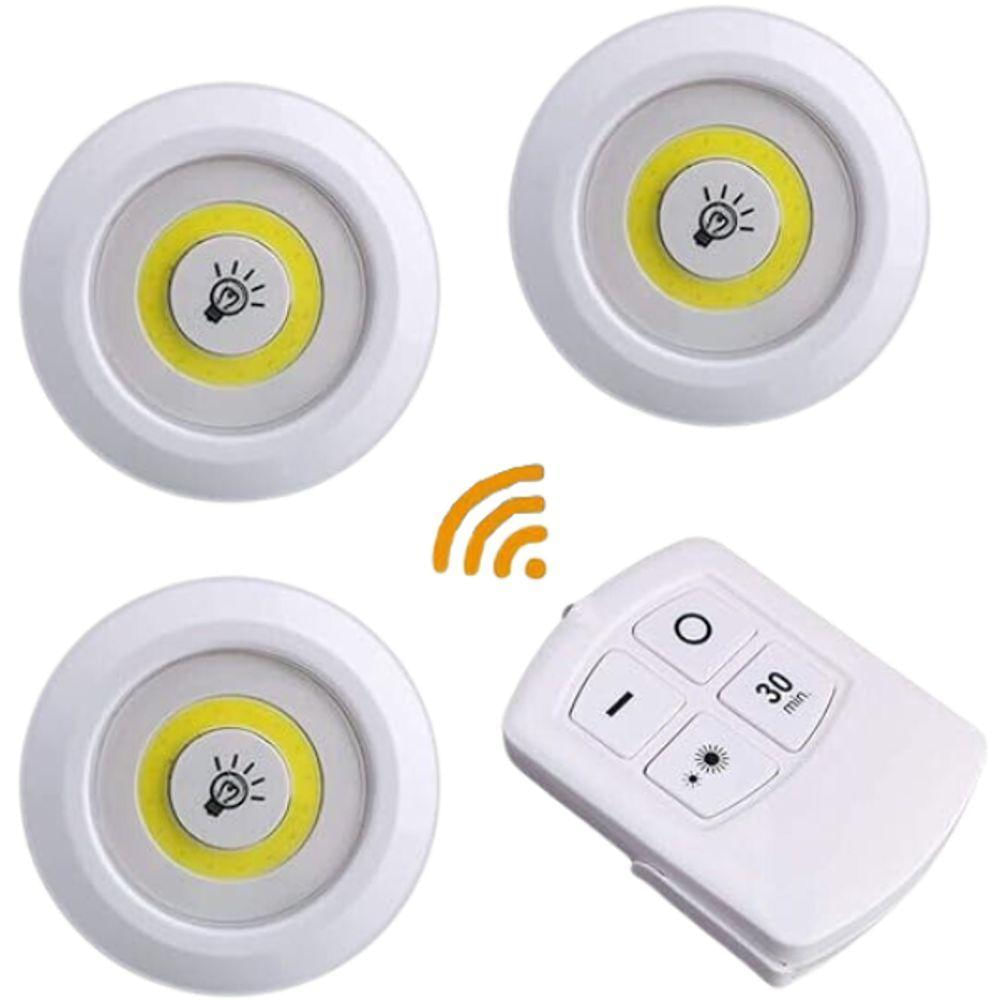 Kit 3 Lâmpadas Luminária Led Controle Sem Fio