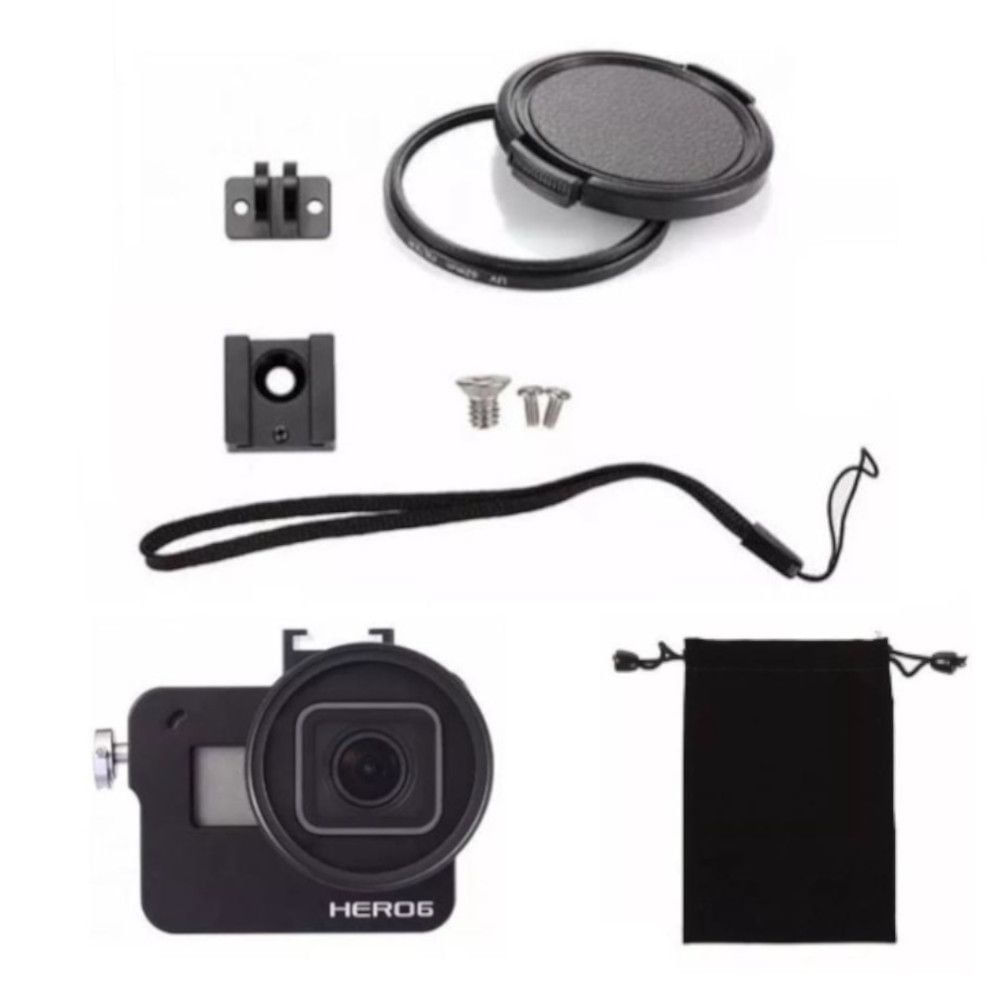 Frame Case Proteção Alumínio + Lente Uv Gopro Hero 6 Black