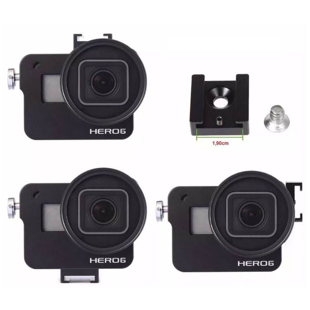 Frame Case Proteção Alumínio + Lente Uv Gopro Hero 6 Black