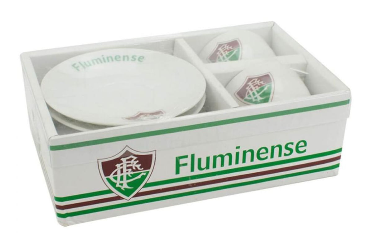 Jogo Com 2 Xícaras De Porcelana Fluminense 180ml