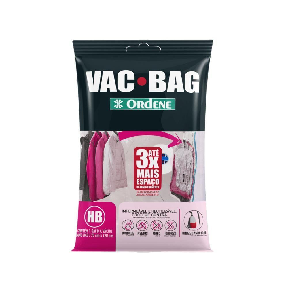 Kit 2 Sacos A Vácuo Organizador Hang Bag Com Gancho Transparente 70cm X 1,2m Vac Bag Ordene