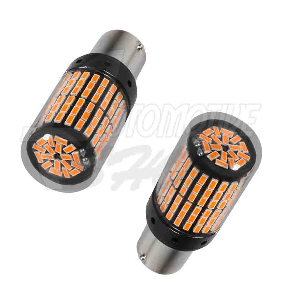 Lâmpada 1157 Dois Polos 144 leds smd ambar laranja 360o Un