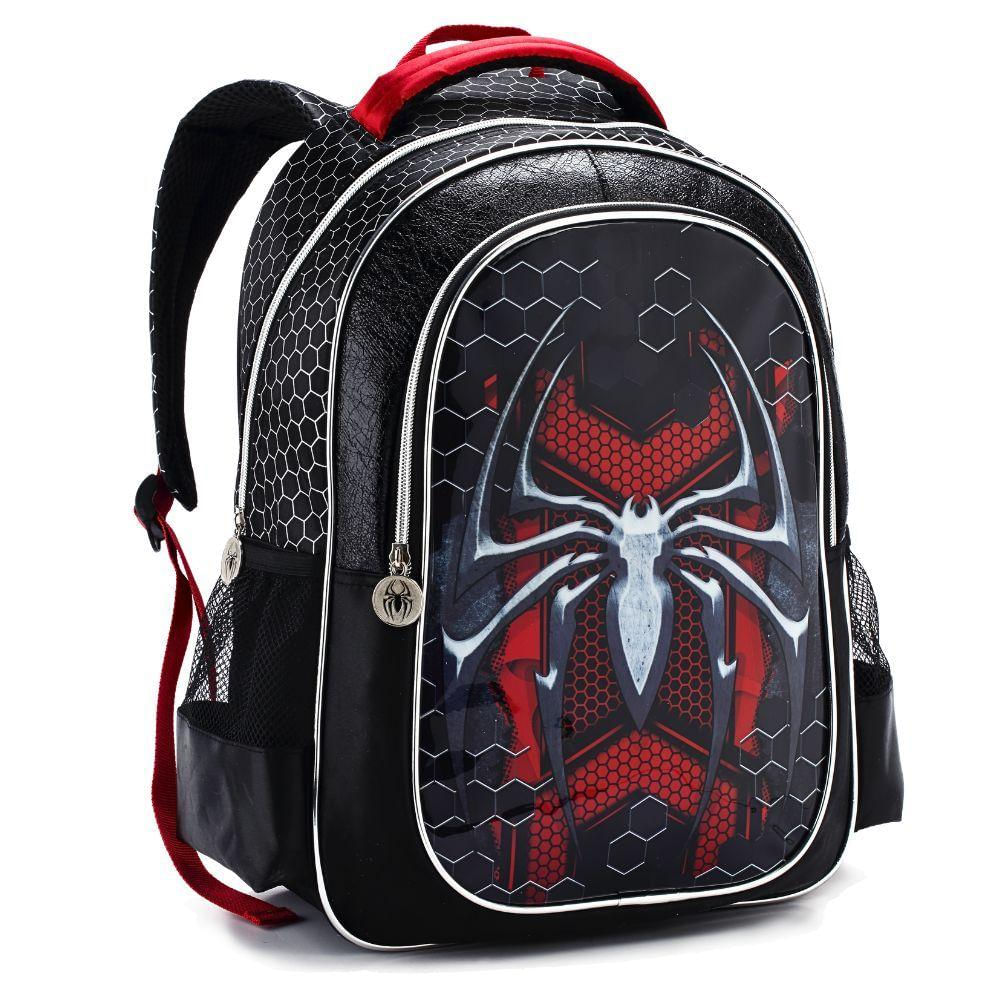 Mochila De Costas Menino Dark Spider Aranha Denlex Preto