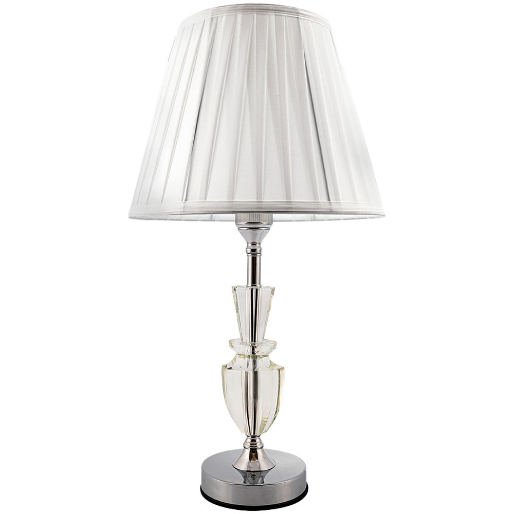 Abajur Cristal Vidro Toque Mesa Decoração para Sala Quarto com Cúpula Drapeada 50cm Ref. 892