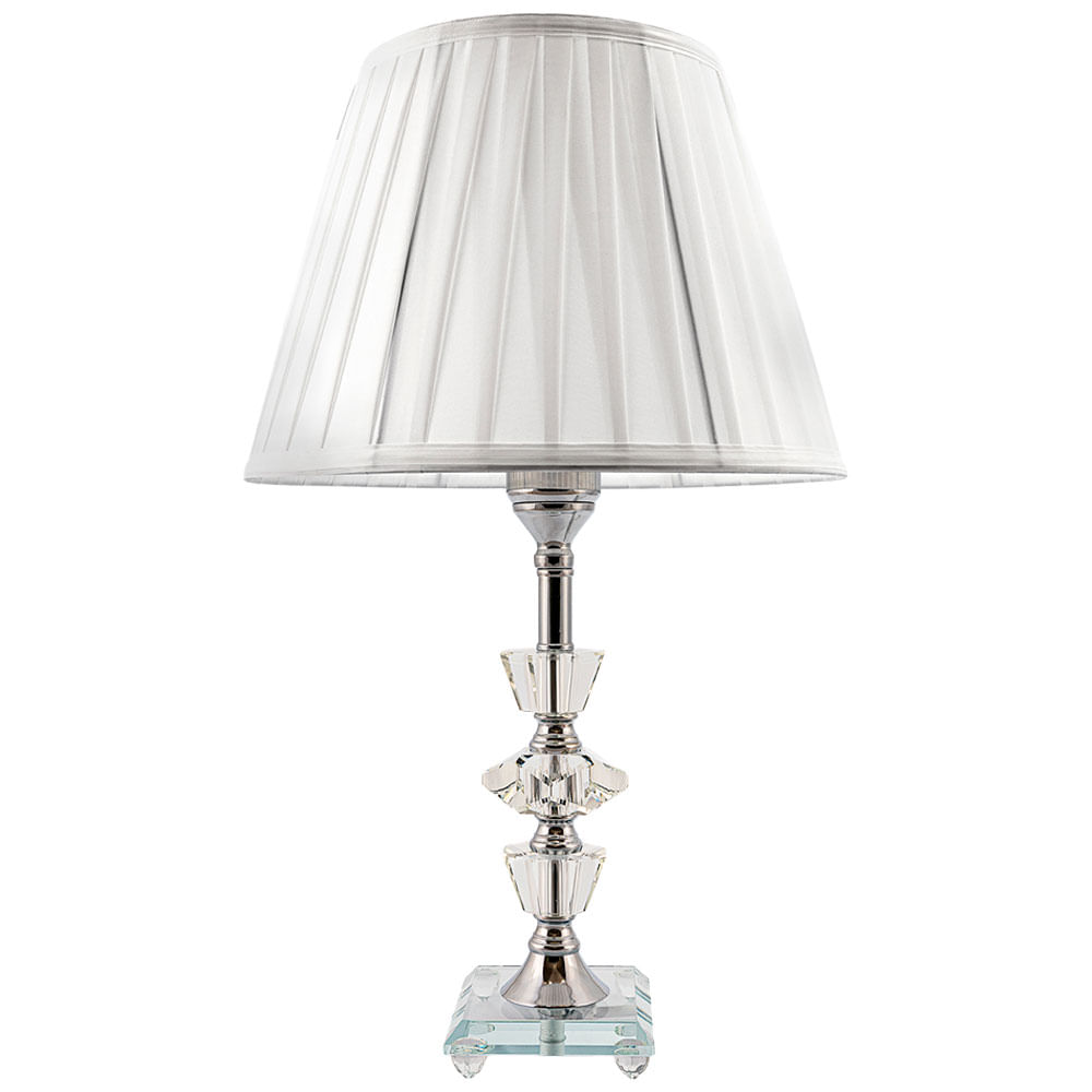 Abajur Cristal Vidro Mesa Decoração para Sala Quarto com Cúpula Drapeada 47cm Ref. 515