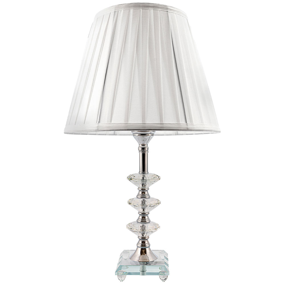 Abajur Cristal Vidro Mesa Decoração para Sala Quarto com Cúpula Drapeada 47cm Ref. 513