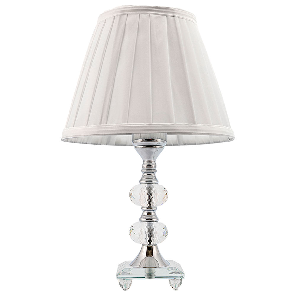 Abajur Cristal Vidro Mesa Decoração para Sala Quarto com Cúpula Drapeada 35cm Ref. 184