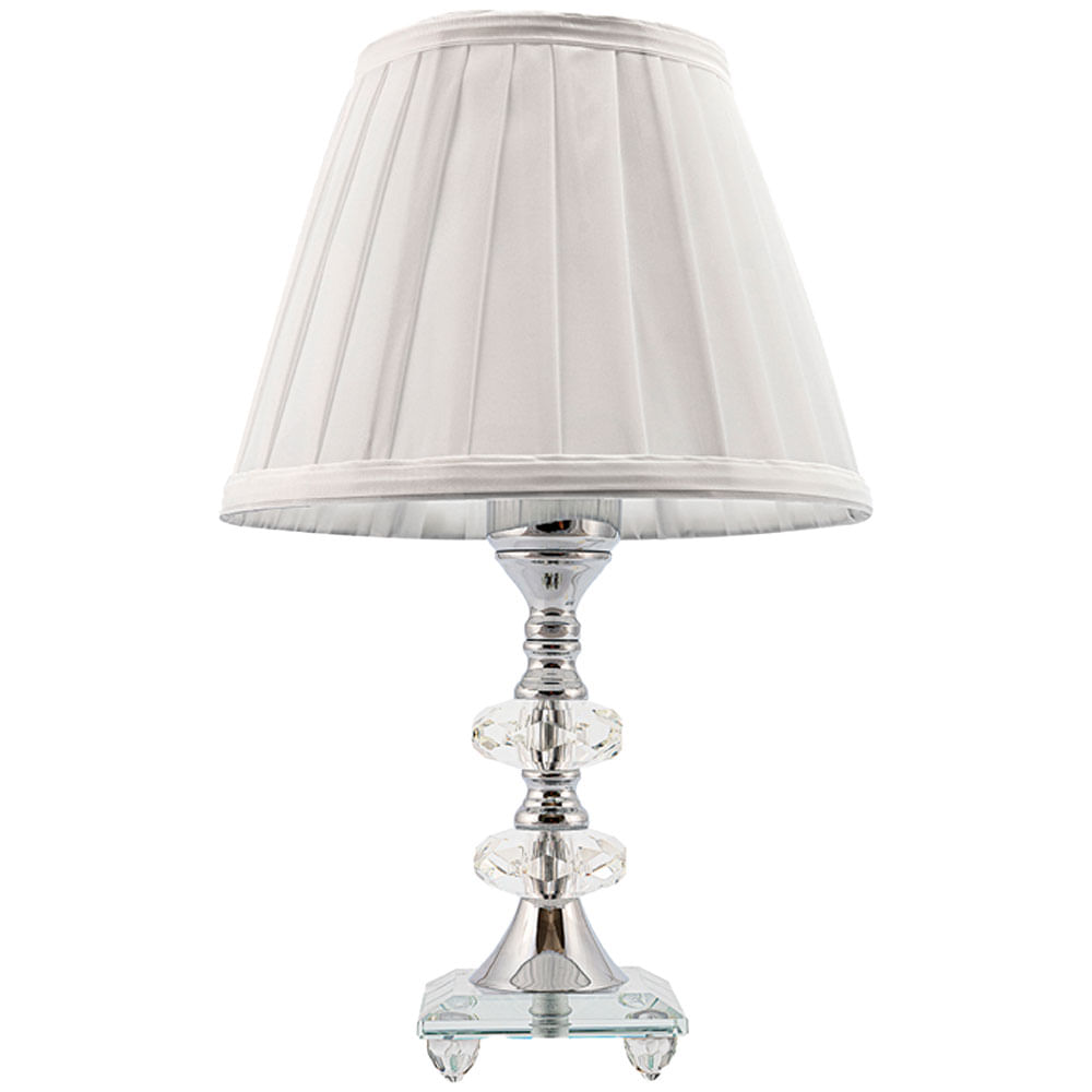 Abajur Cristal Vidro Mesa Decoração para Sala Quarto com Cúpula Drapeada 35cm Ref. 183