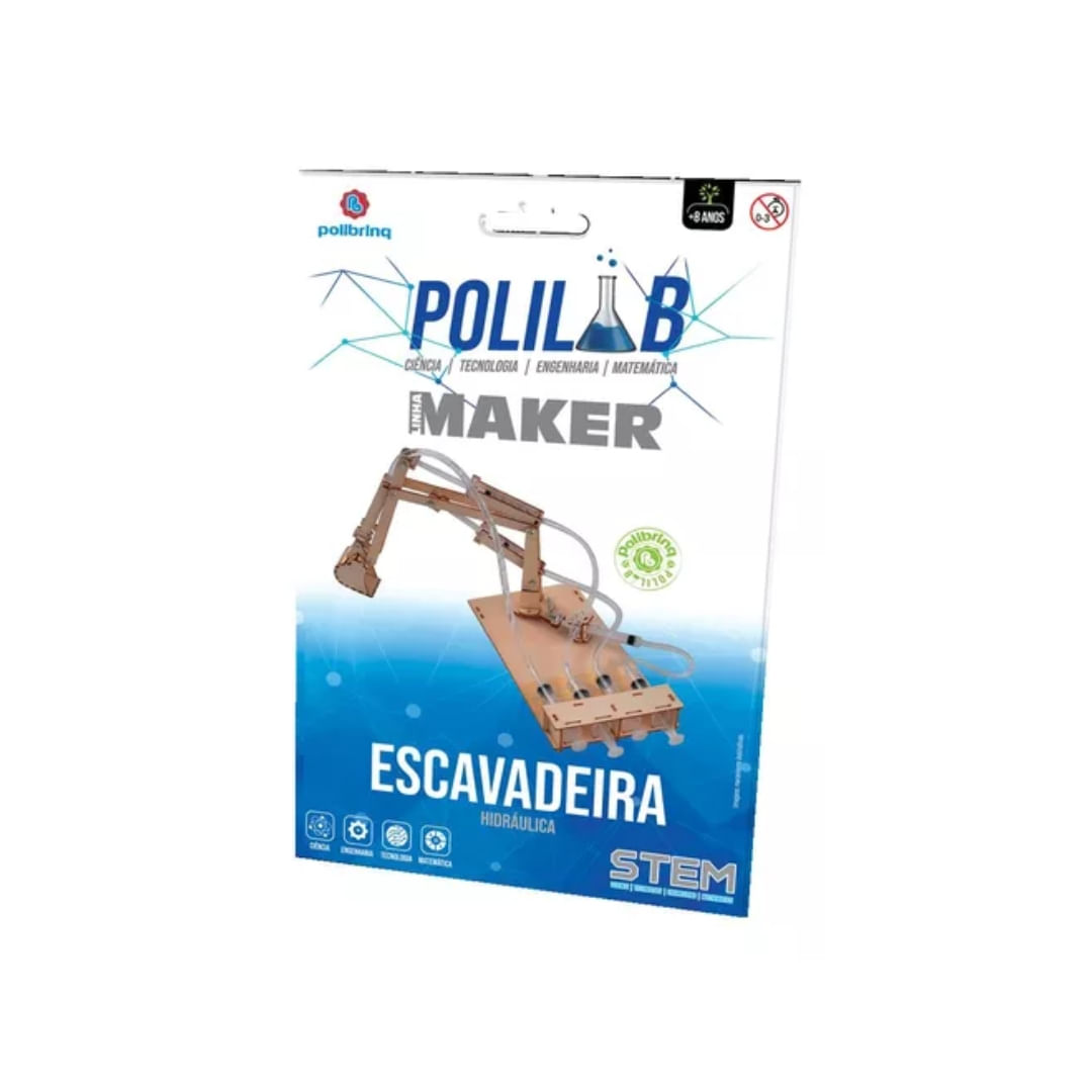 Brinquedo Escavadeira Hidráulica Polilab Maker - Polibrinq