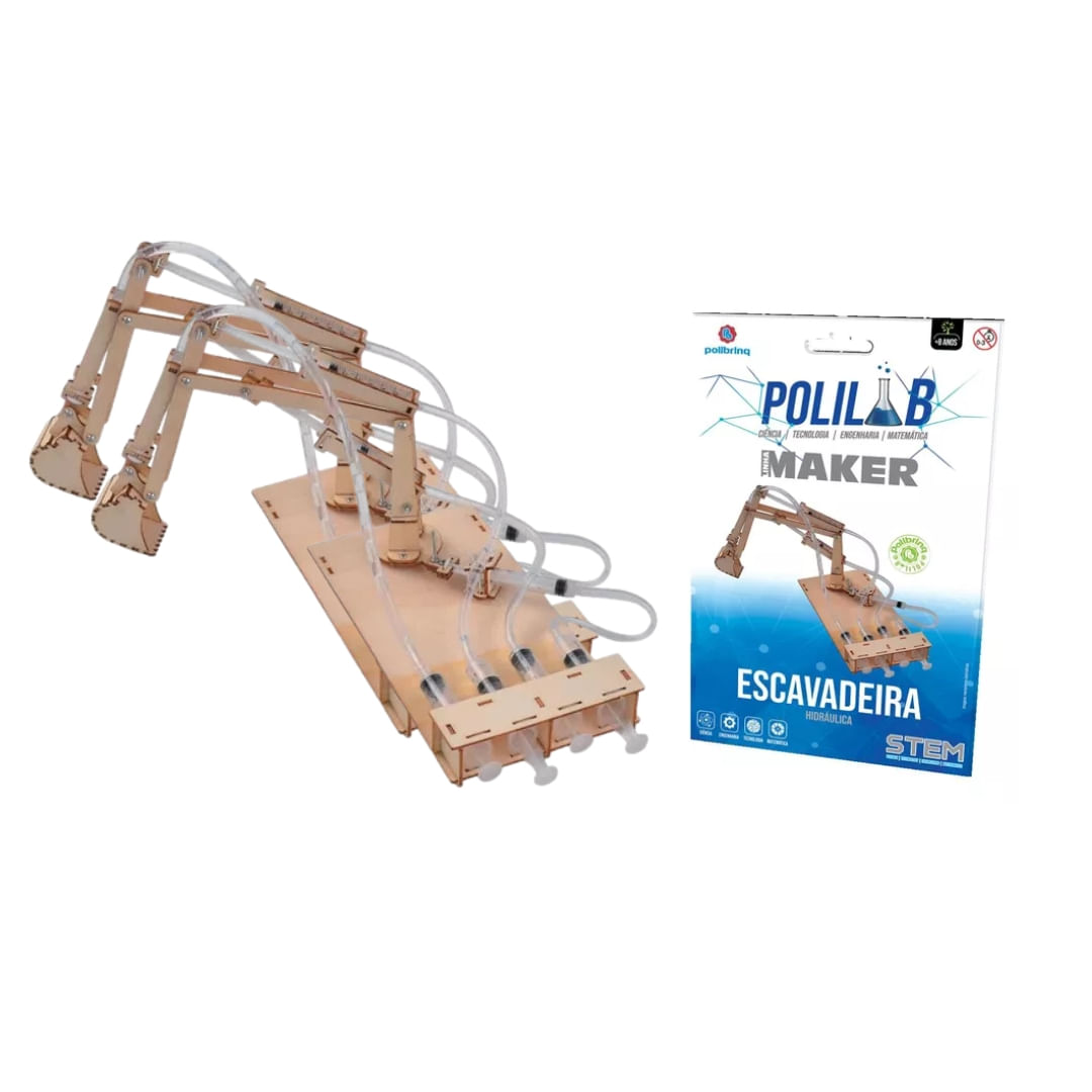 Brinquedo Escavadeira Hidráulica Polilab Maker - Polibrinq