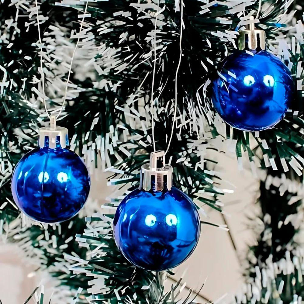 Kit 20 Bolas Azul Lisa árvore Natal Decoração Natalino 60mm