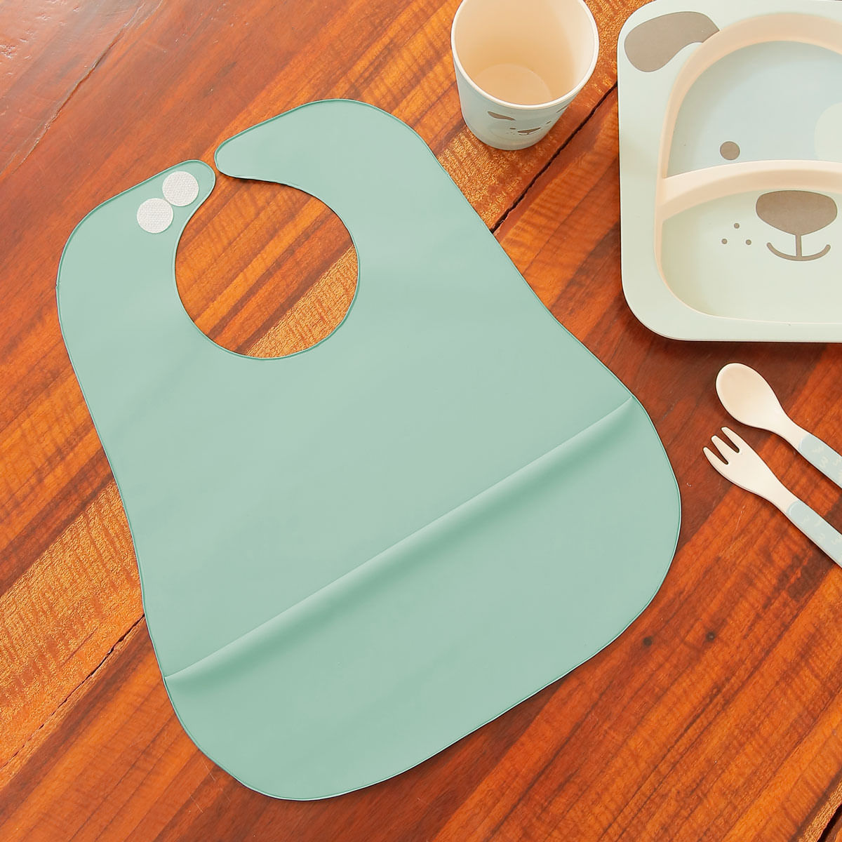 Babador com Bolso Pega Migalhas Material Resistente VERDE