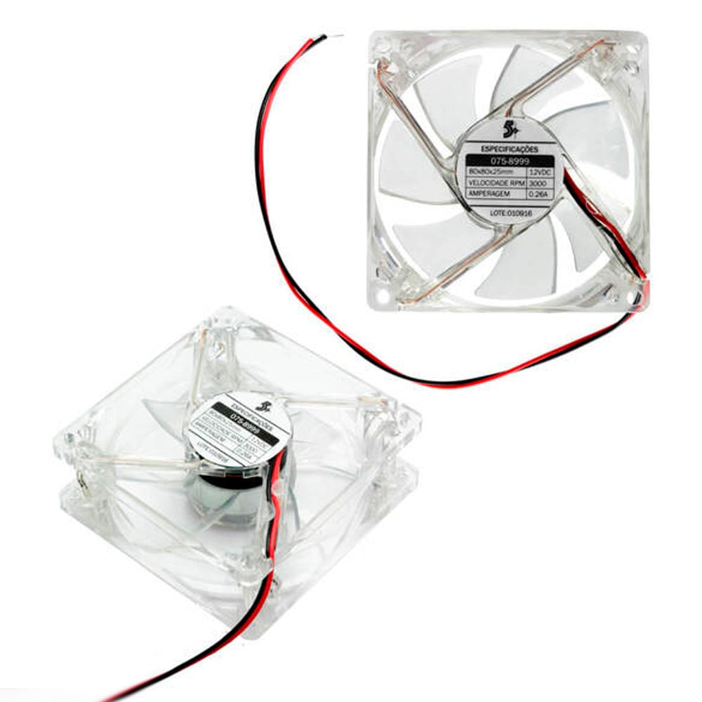 Micro Ventilador LED Branco PCS e Eletrônicos 075-8999 12V 5+