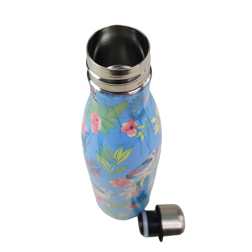 Garrafa Termica Inox 500ml Estampa Passaros Flores Jardim Florido Floral Estudo