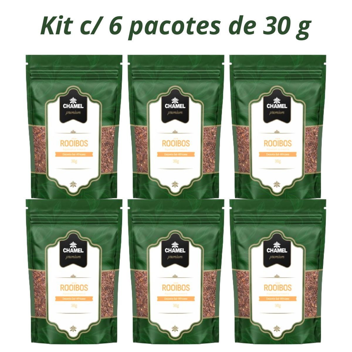 Chá de Rooibos (Aspalathus linearis) Encanto Sul-Africano 6 Pacotes c/ 30g  Chamel Premium