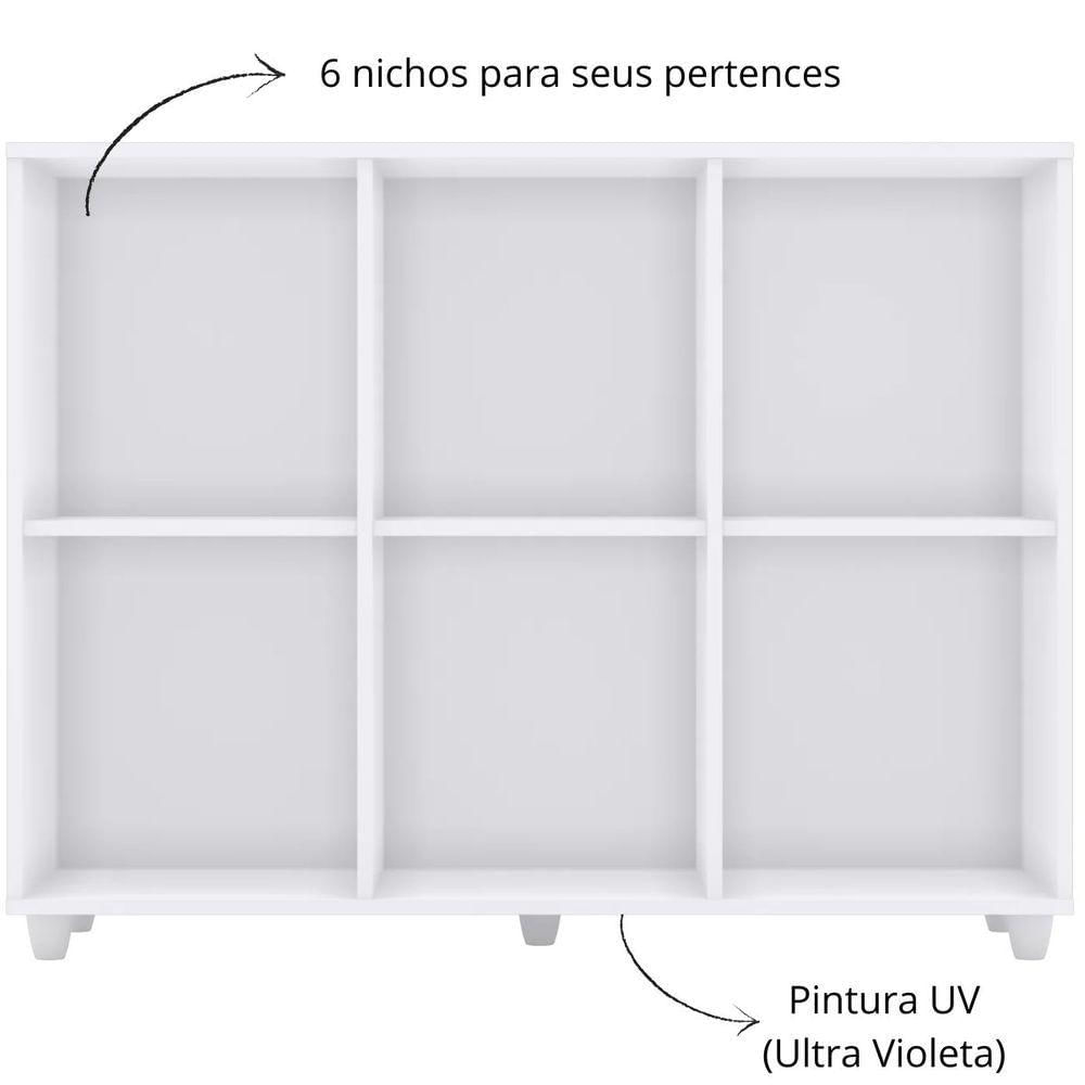 Estante Organizador Multiuso 6 Nichos Para Decoração Aquarela Branco Hp