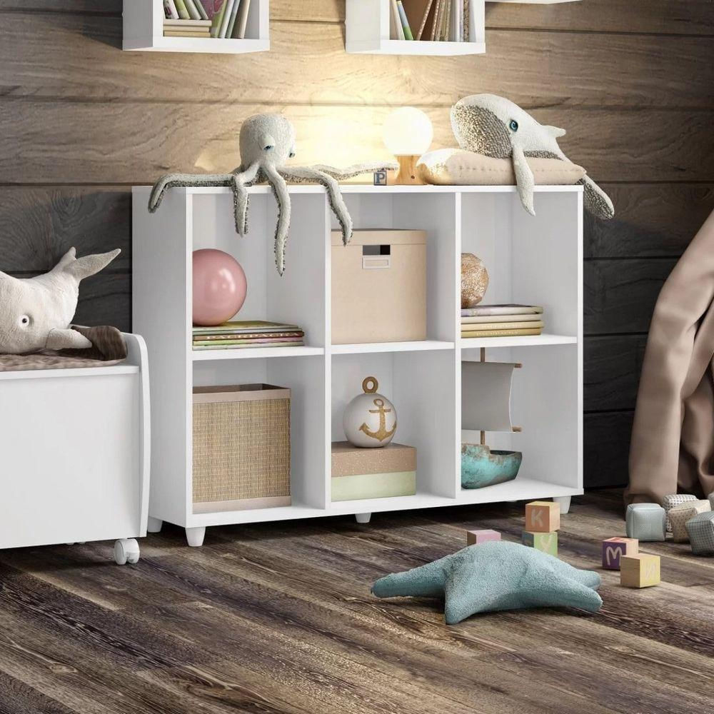 Estante Organizador Multiuso 6 Nichos Para Decoração Aquarela Branco Hp