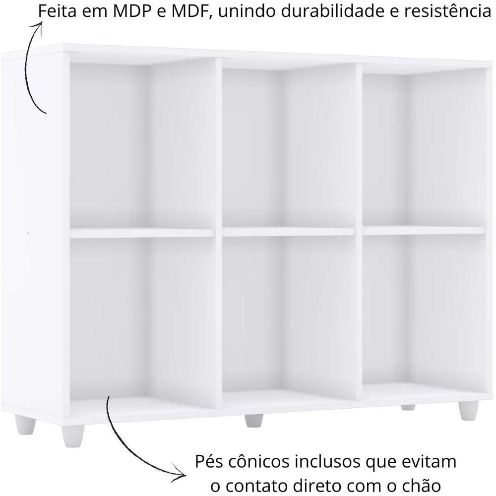 Estante Organizador Multiuso 6 Nichos Para Decoração Aquarela Branco Hp