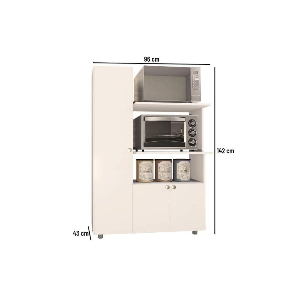 Balcão De Cozinha Âmbar Com 3 Portas E 2 Nicho Para Forno 70cm Branco Telasul