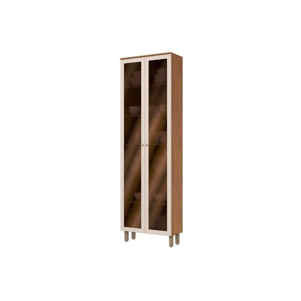 Paneleiro De Cozinha Modulado Cristaleira Requinte Com 2 Portas Com Vidro 71x230cm Nature Areia