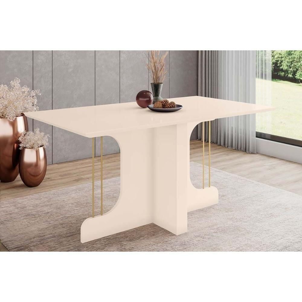 Mesa Para Cozinha Mavi Sc105 Com Tampo Madeirado Reto 160x90cm Off White Henn