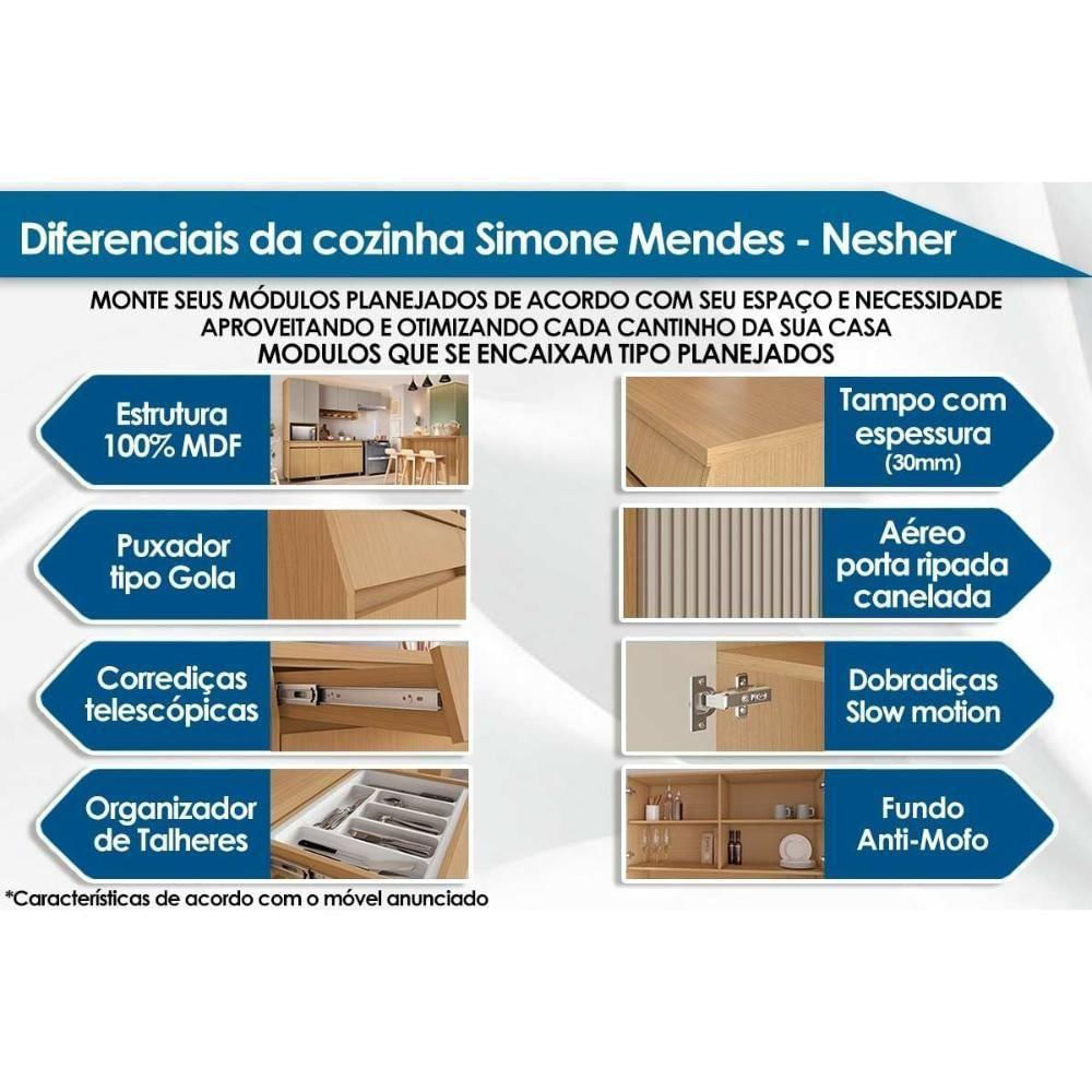 Balcão De Cozinha Modulado Simone Mendes Para Pia Sem Tampo Com 2 Portas E 2 Gavetas 120cm Carvalho Cinza