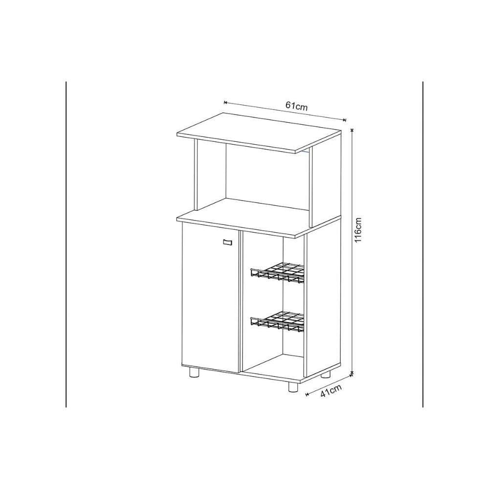 Balcão De Cozinha Fruteira Bf3207 Com 1 Porta 2 Cestos E 1 Nicho 60cm Branco Tecno Mobili