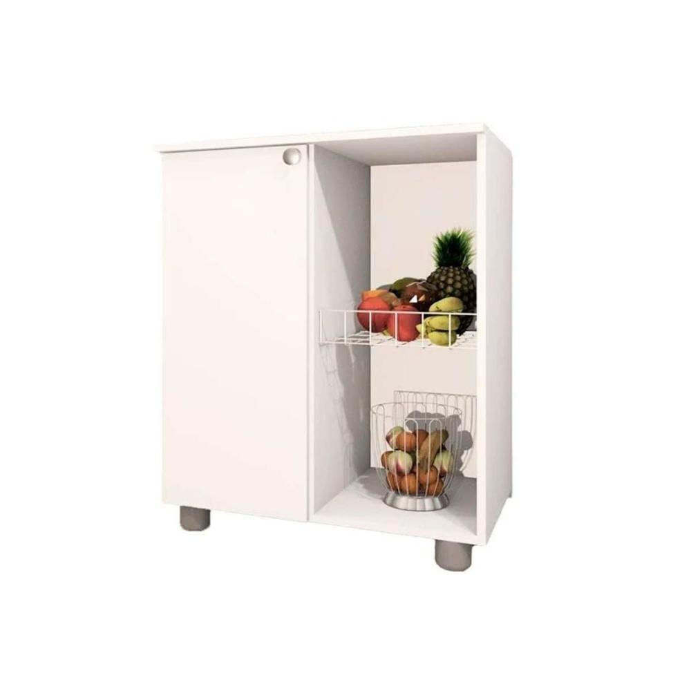 Balcão Multiuso Cozinha Fruteira Âmbar Com 1 Porta 70cm Branco Telasul