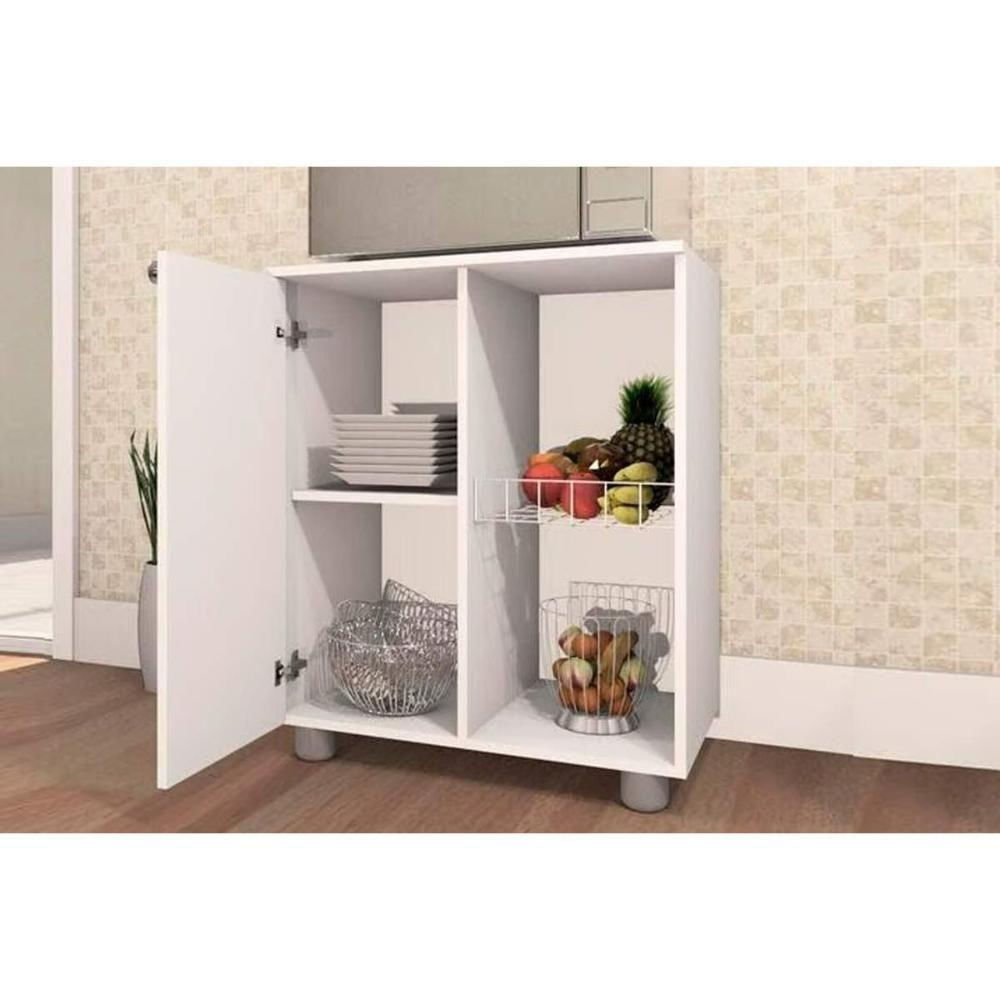 Balcão Multiuso Cozinha Fruteira Âmbar Com 1 Porta 70cm Branco Telasul