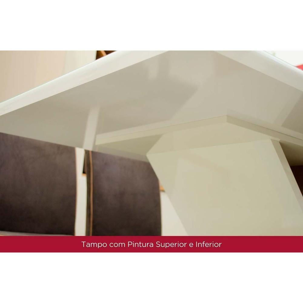 Mesa Para Cozinha Andy Sc98 Com Tampo Madeirado Com Vidro Reto 160x90cm Off White Henn