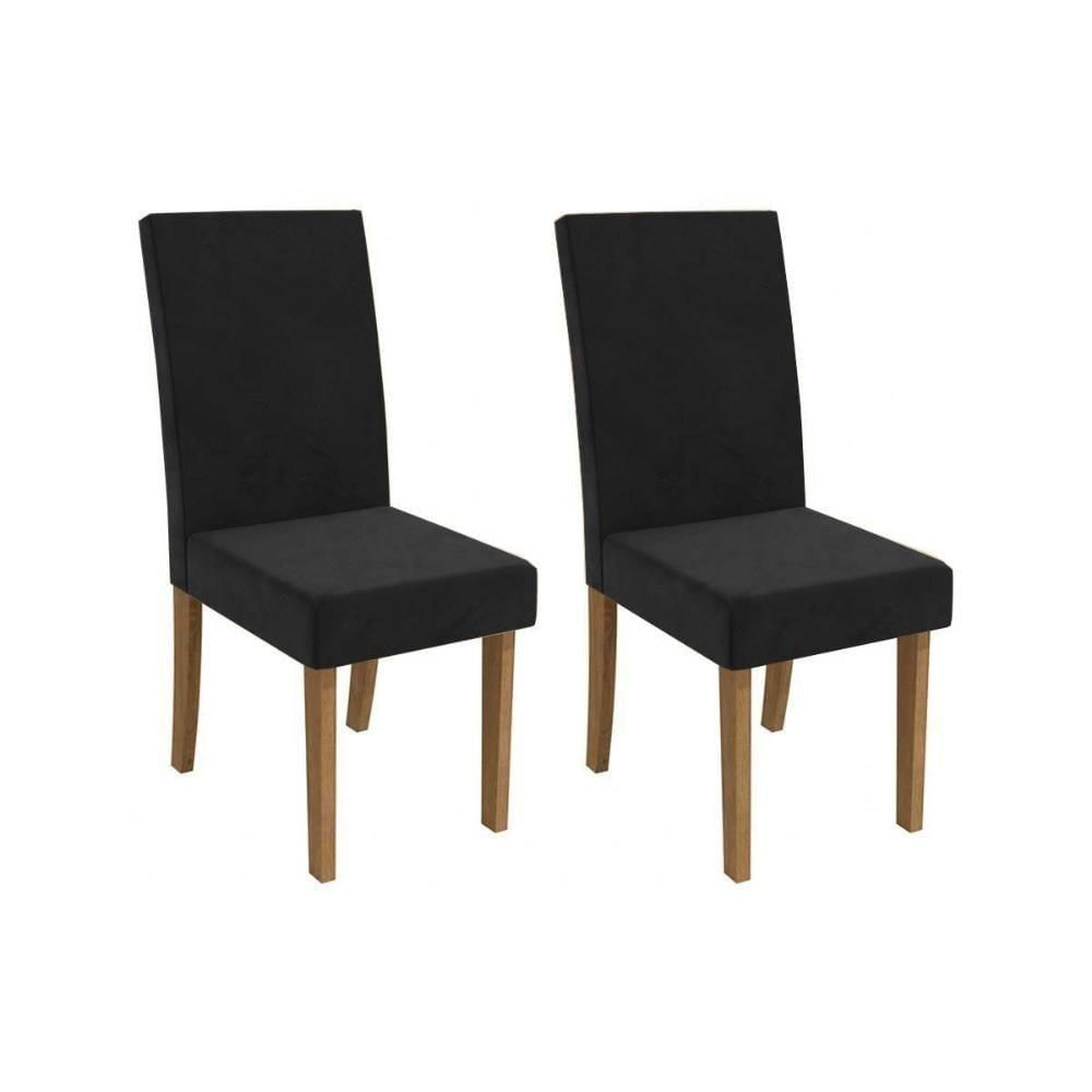 Cadeira De Cozinha 2cad131ng Kit 2 Un Canela Suede Preto
