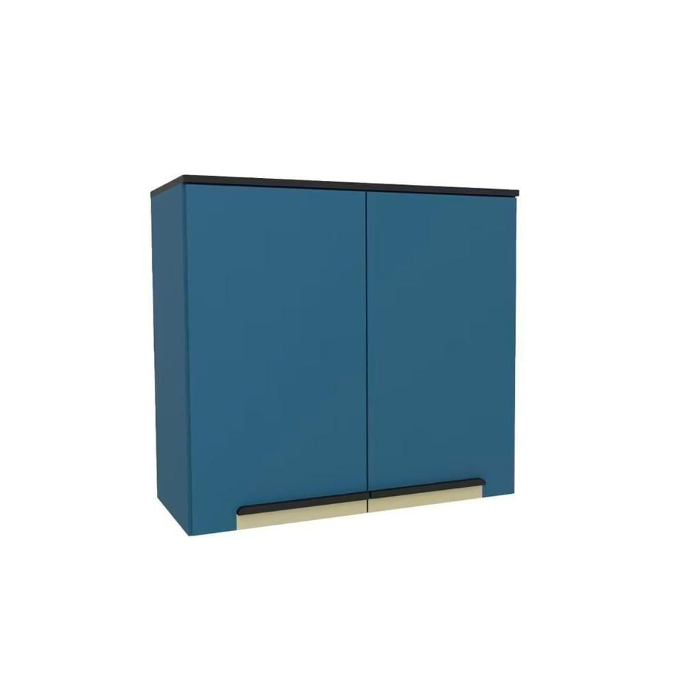 Armário Aéreo Cozinha Modulado Manhattan Ph 3075 Com 2 Portas 80cm Azul Herval