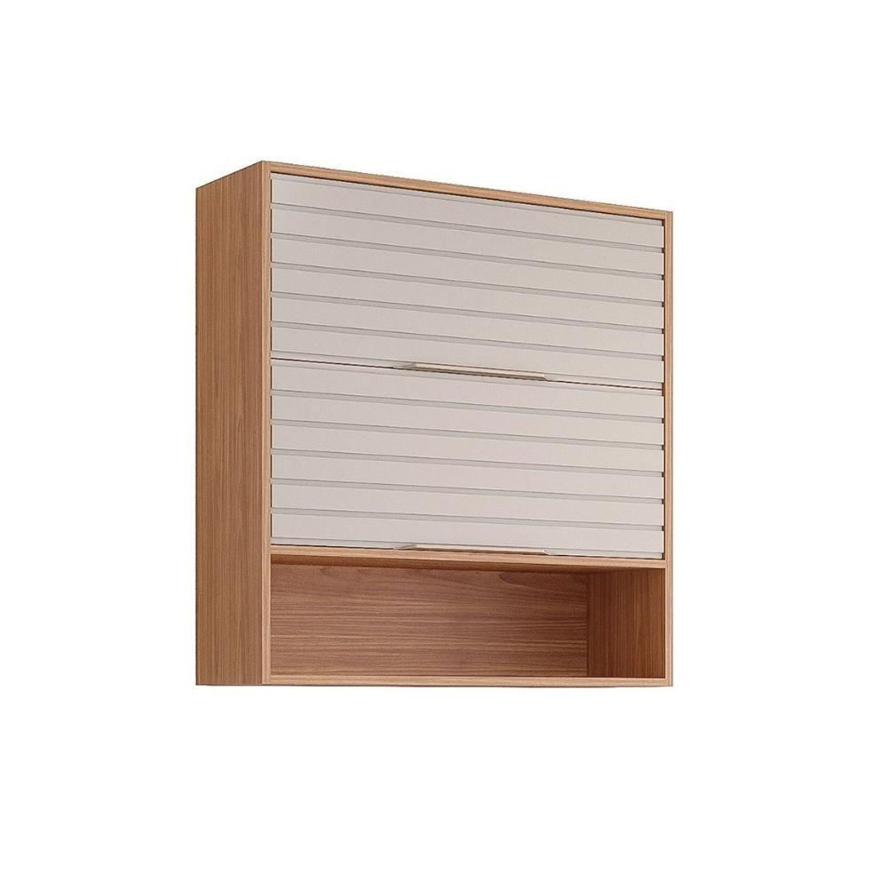 Armário De Cozinha Modulado Esplendida Com 2 Portas Basculantes 80cm Freijó Off White