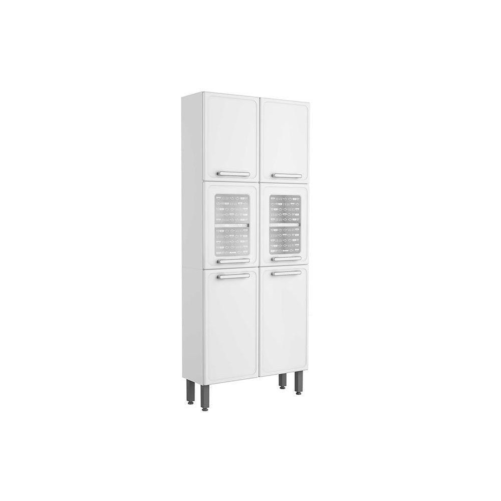 Cristaleira De Cozinha Paneleiro Gourmet 7039 Com 6 Portas 2 Com Vidro 80cm Branco Bertolini