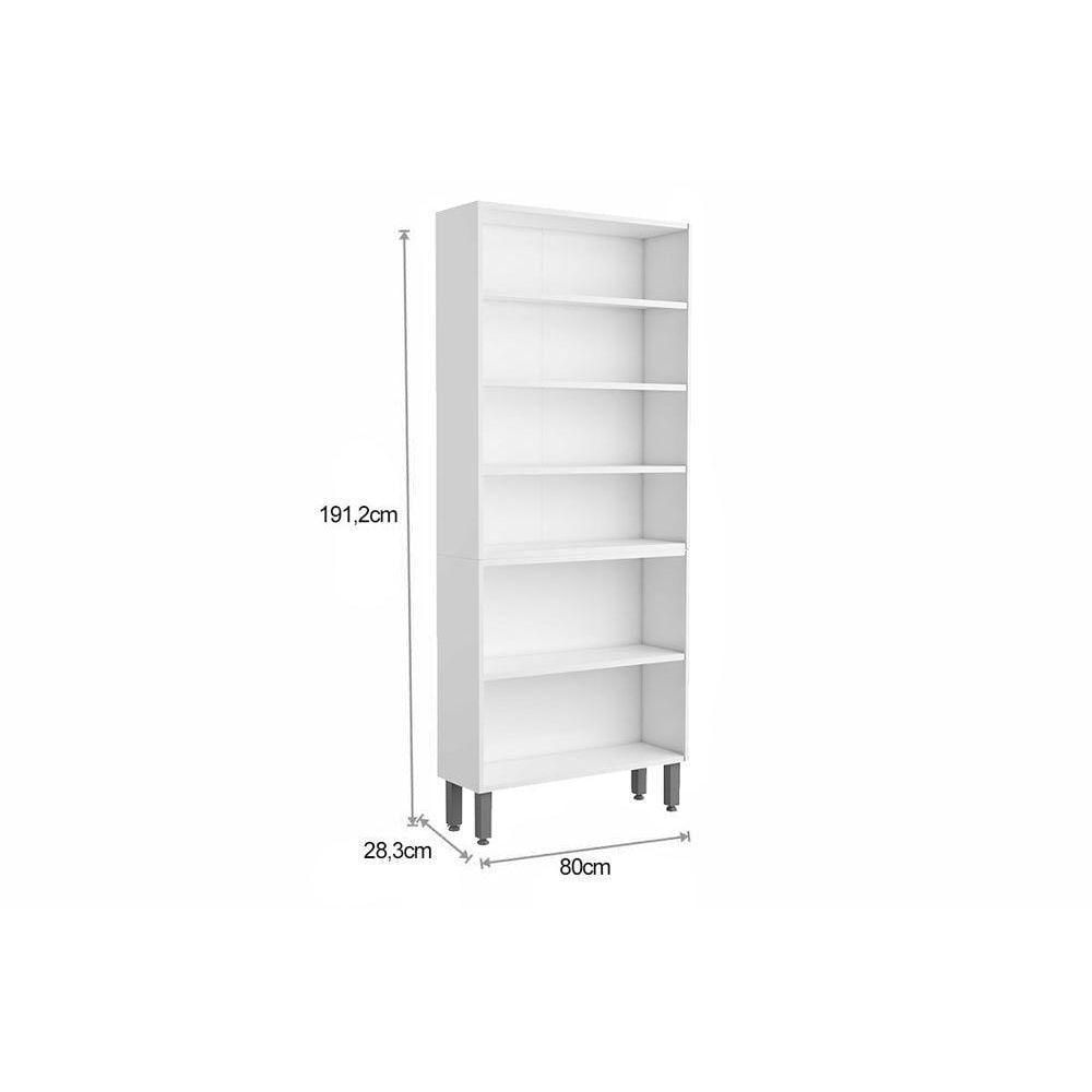 Cristaleira De Cozinha Paneleiro Gourmet 7039 Com 6 Portas 2 Com Vidro 80cm Branco Bertolini