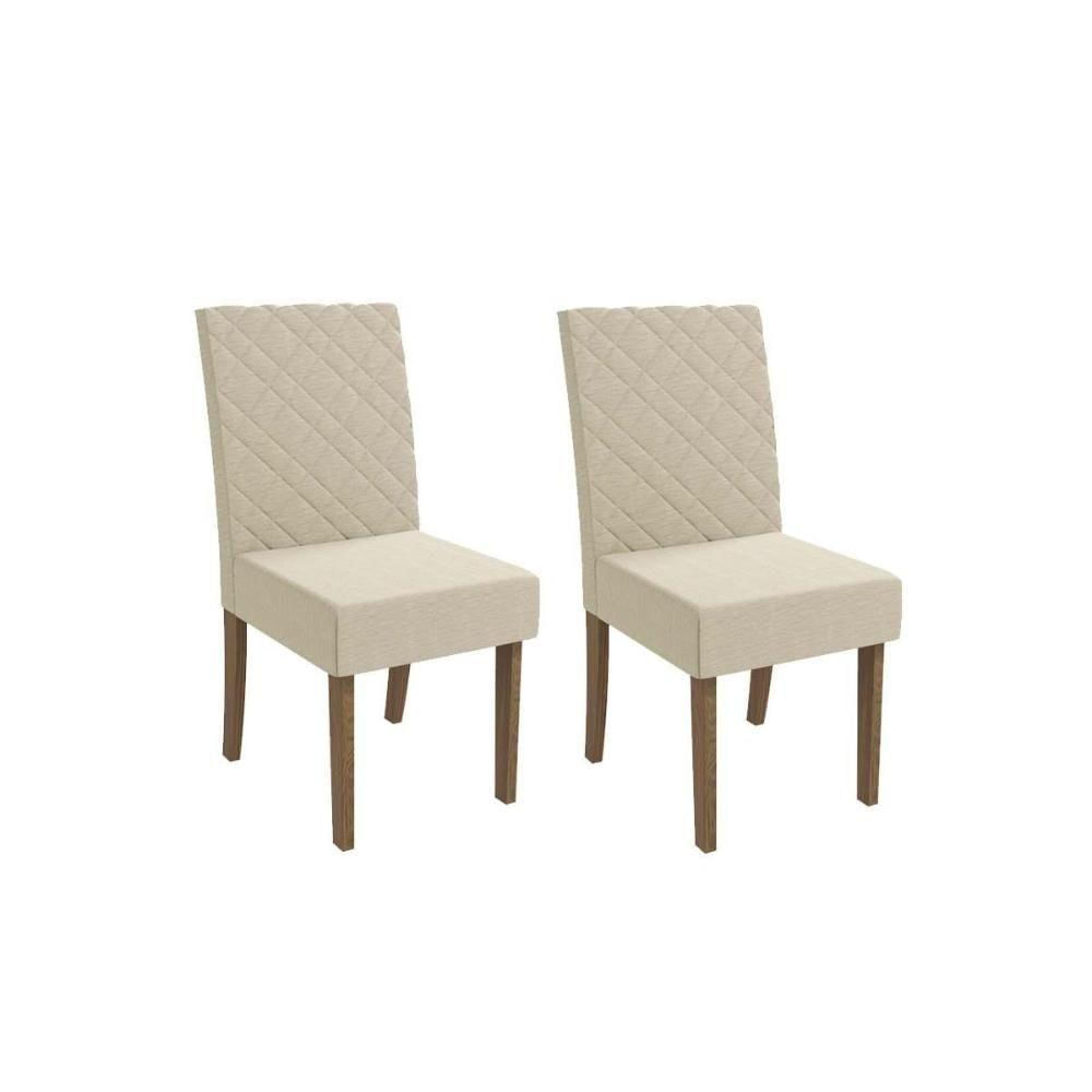 Cadeira De Cozinha 2cad133 Kit 2 Un Canela Linho Bege