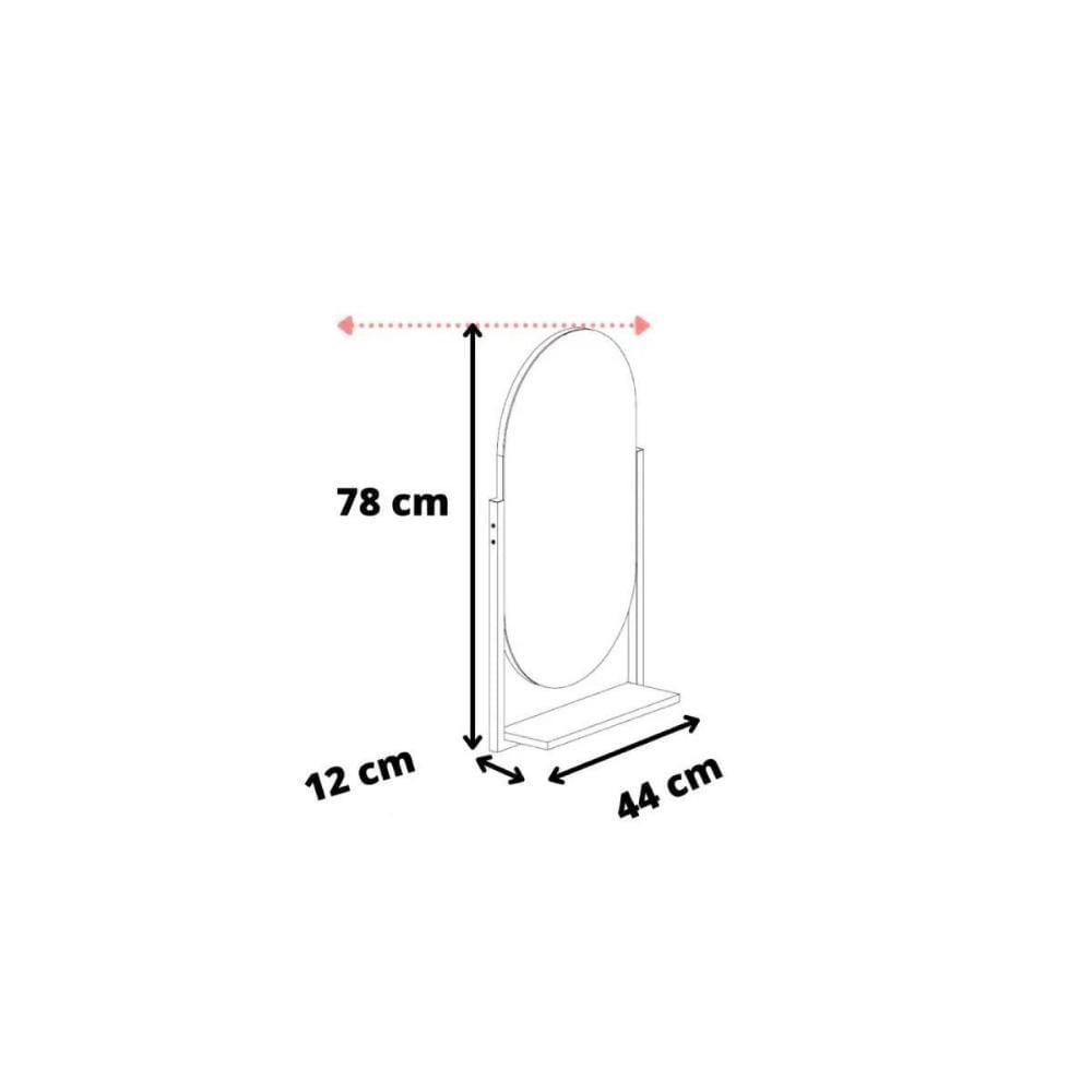 Espelho De Quarto Oval Ori C/ Prateleira Metalica 41x87cm Titanium - Mgm