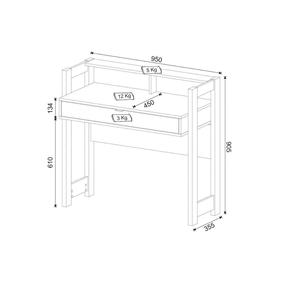 Mesa De Computador Solteiro Az1007 C/ 1 Gaveta Branco/nogal - Tecno Mobili