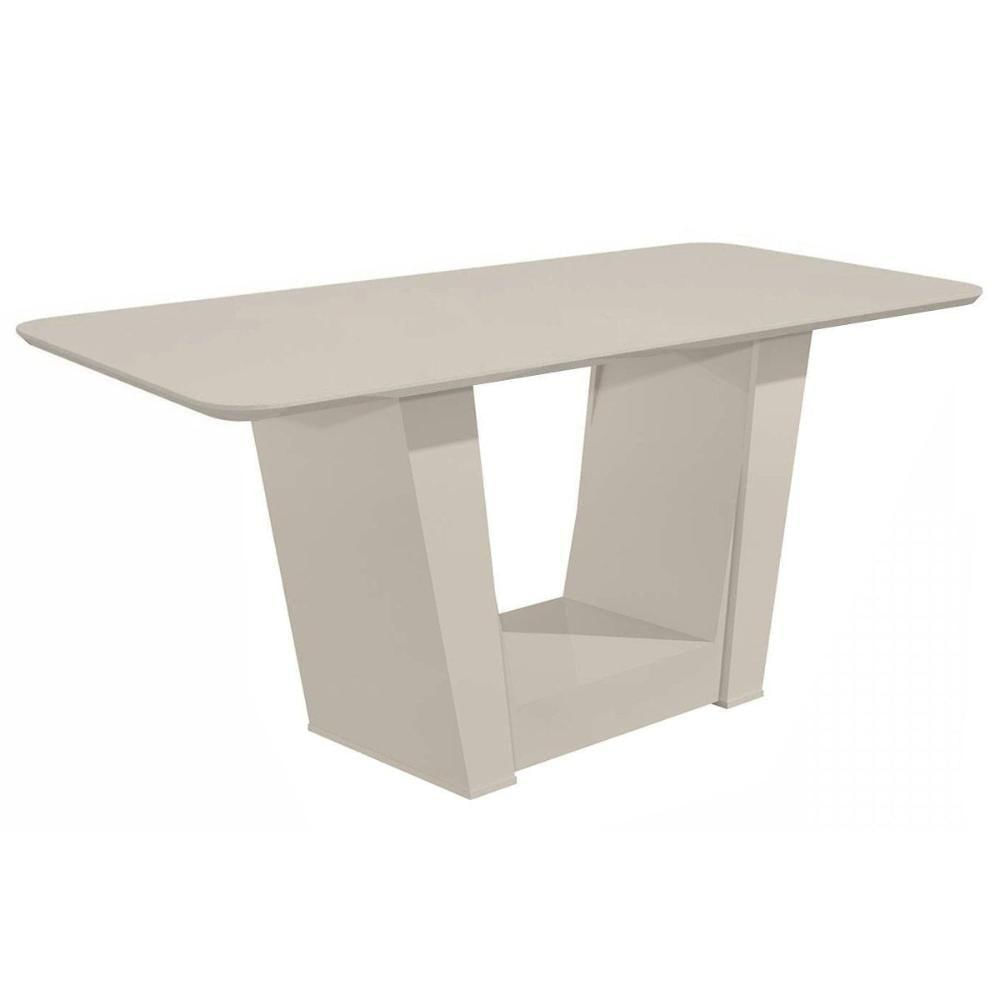 Mesa Para Cozinha Apogeu Plus Com Tampo Madeirado Vidro 170x90cm Off White Lopas