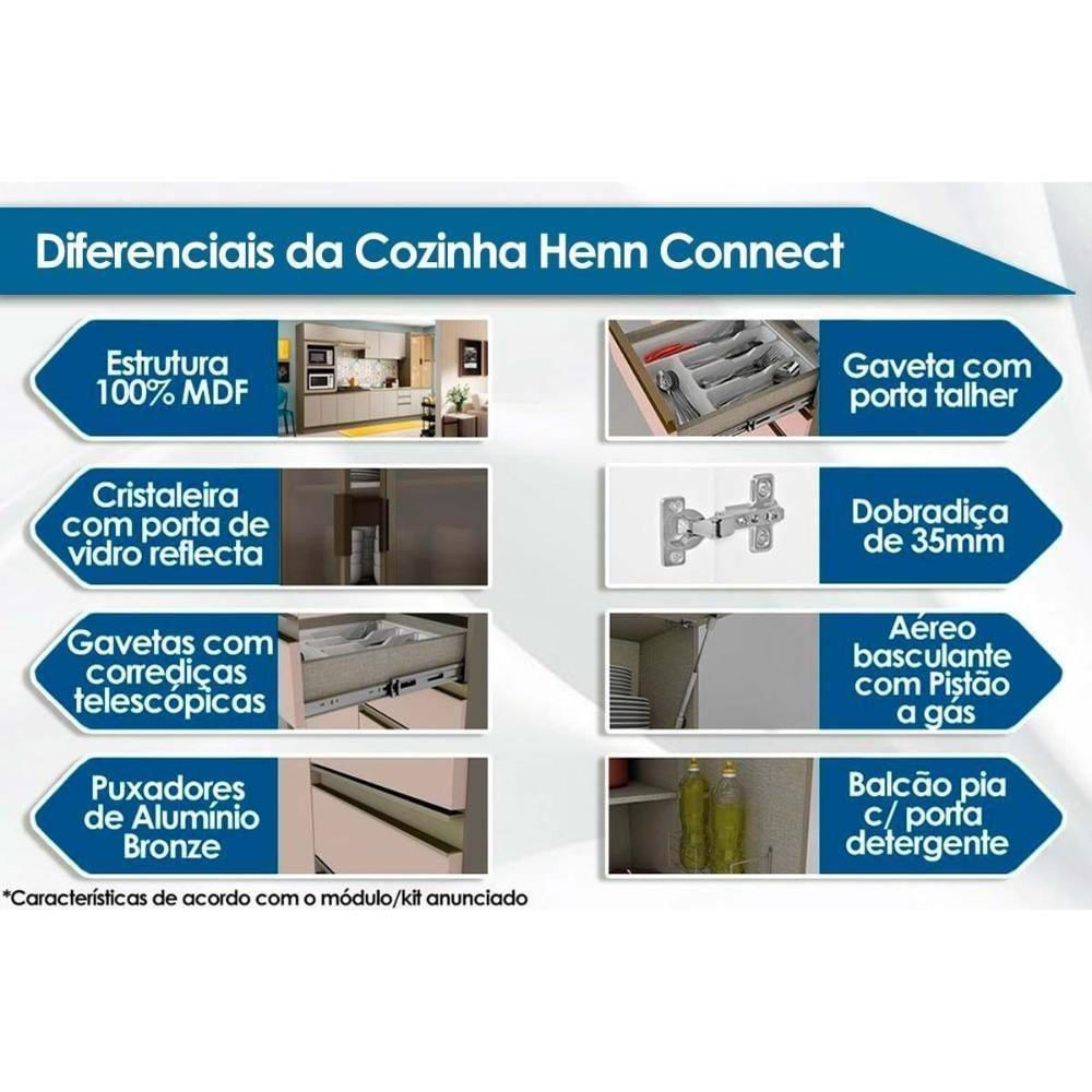 Balcão Ilha Cozinha Gourmet Connect Duna Cristal