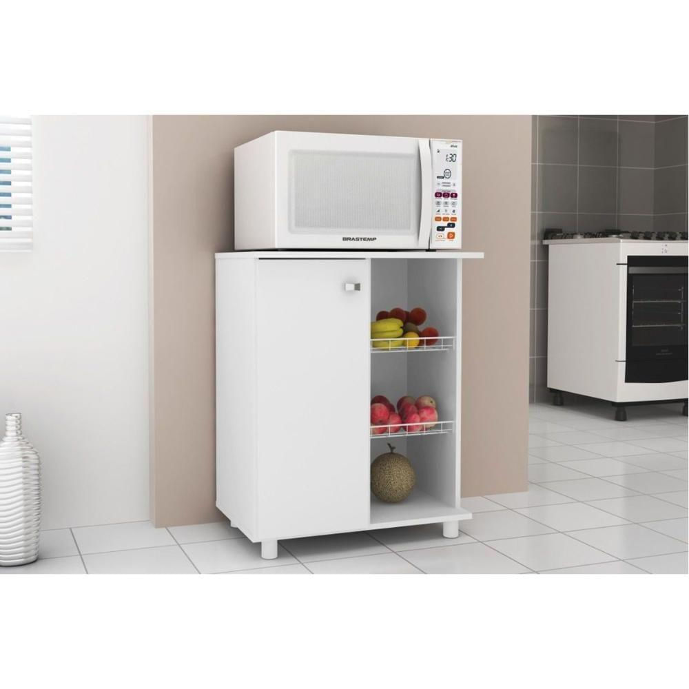 Balcão De Cozinha Fruteira Bf3205 Com 1 Porta E 2 Cestos 60cm Branco Tecno Mobili