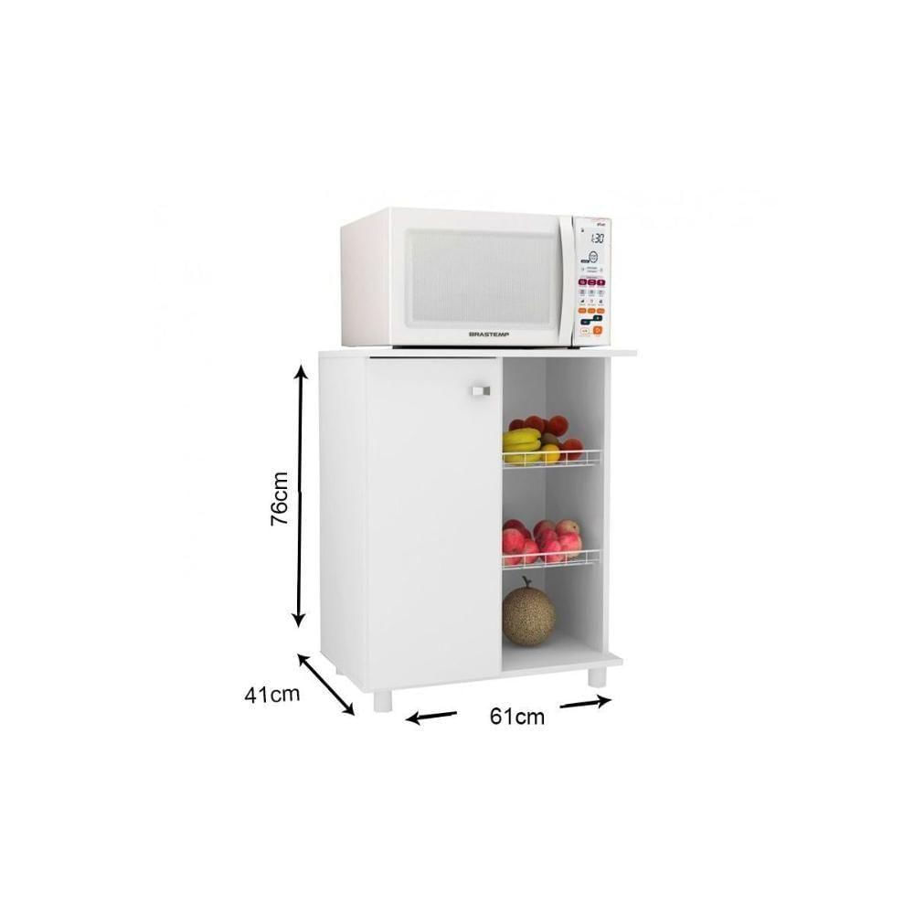 Balcão De Cozinha Fruteira Bf3205 Com 1 Porta E 2 Cestos 60cm Branco Tecno Mobili