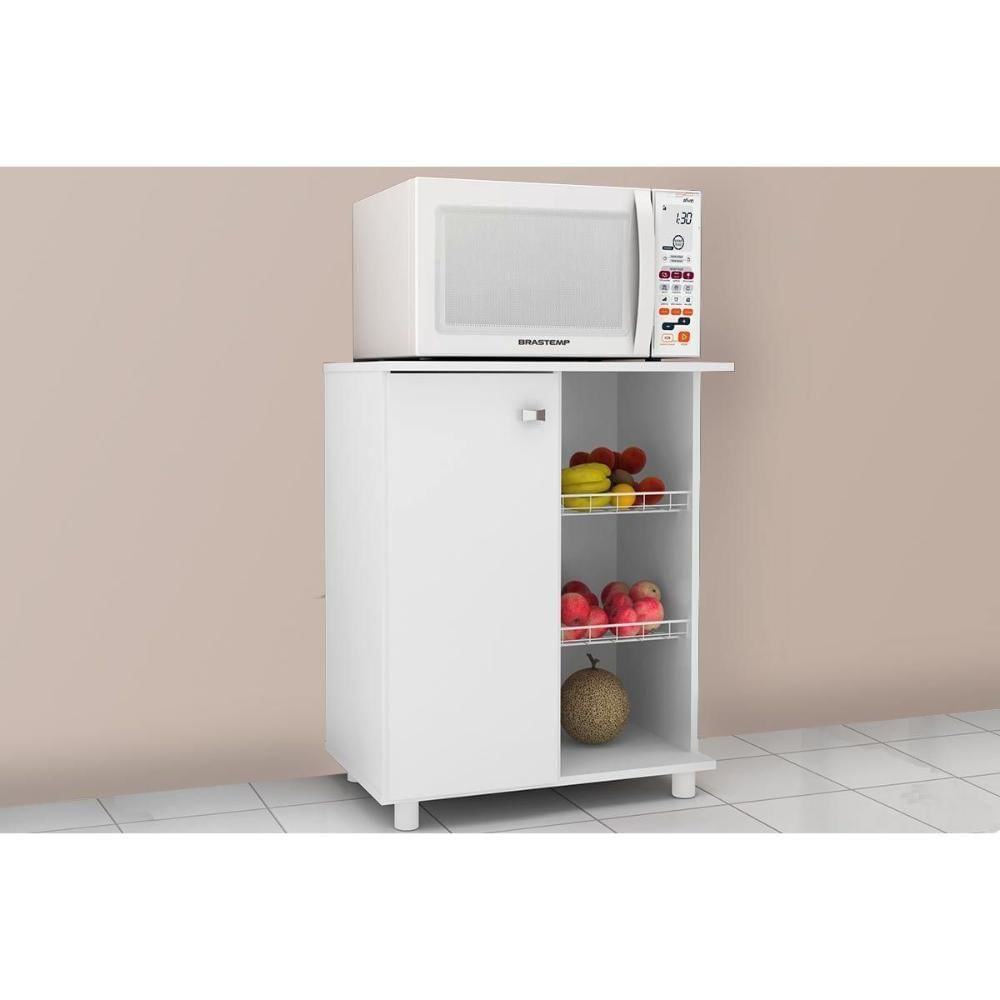 Balcão De Cozinha Fruteira Bf3205 Com 1 Porta E 2 Cestos 60cm Branco Tecno Mobili