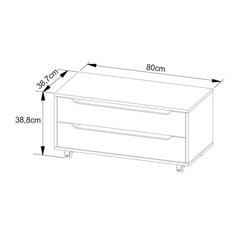 Gabinete De Banheiro C- Rodizio Bn3643 S- Cuba 2 Gavetas 80cm Cor Mármore Lunar - Tecno Mobili