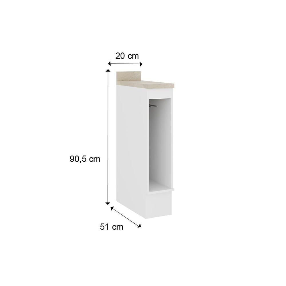 Balcão De Cozinha Modulado Com Tampo Bella 2612 Com Porta Toalha 20cm Nogal