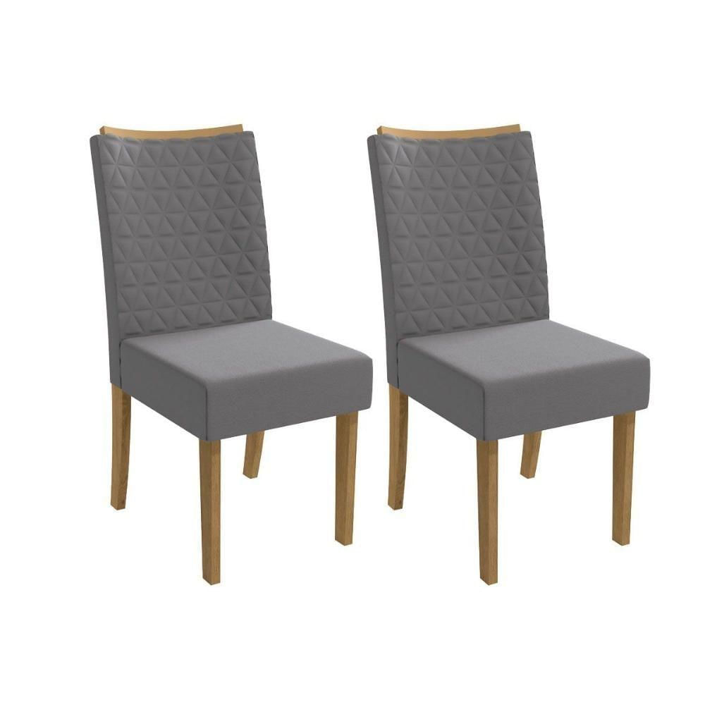 Cadeira De Cozinha 2cad129 Kit 2 Un Canela Suede Cinza