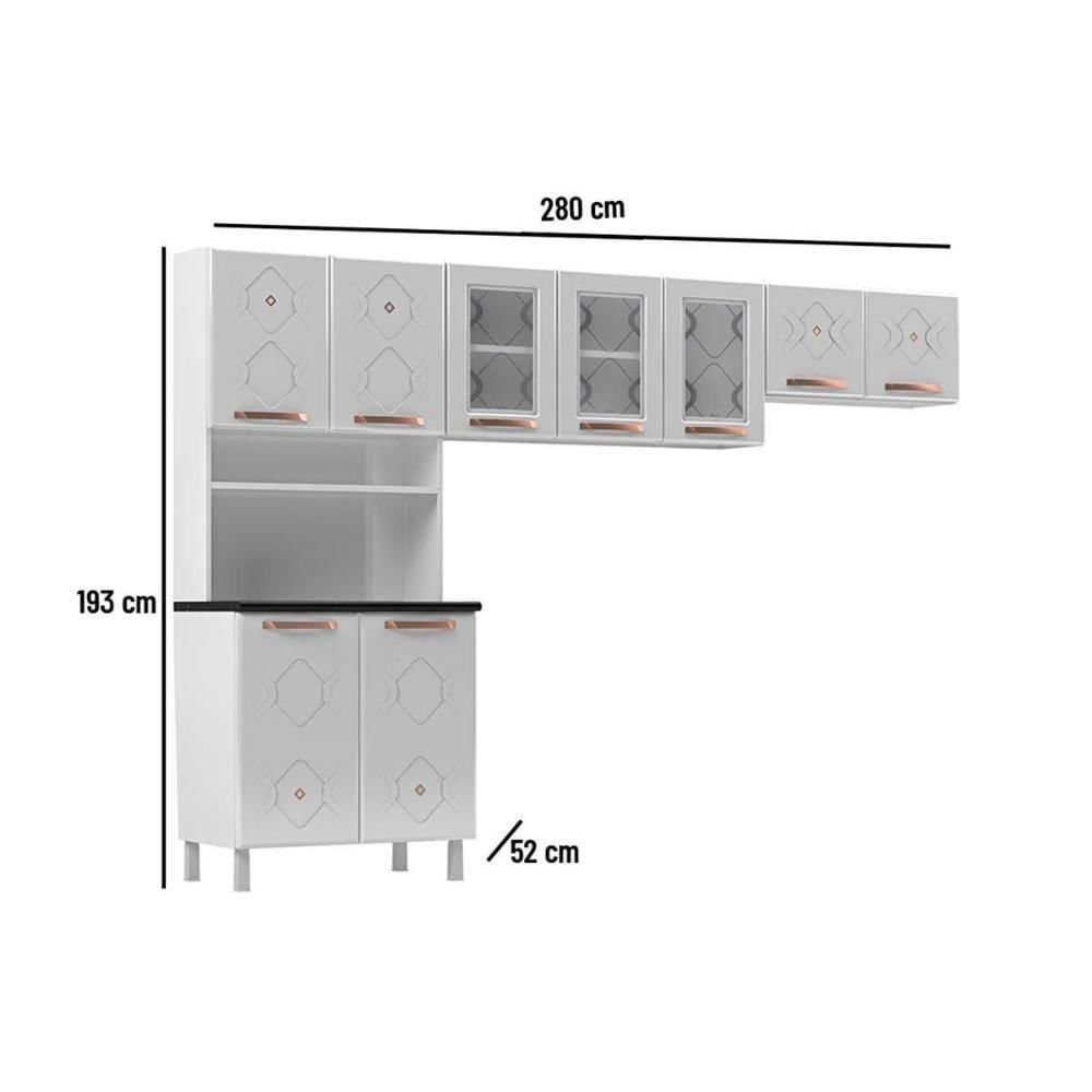 Cozinha Compacta Mirage Aço 3 Peças 2 Aéreos + 1 Paneleiro Czc40 Branco Telasul