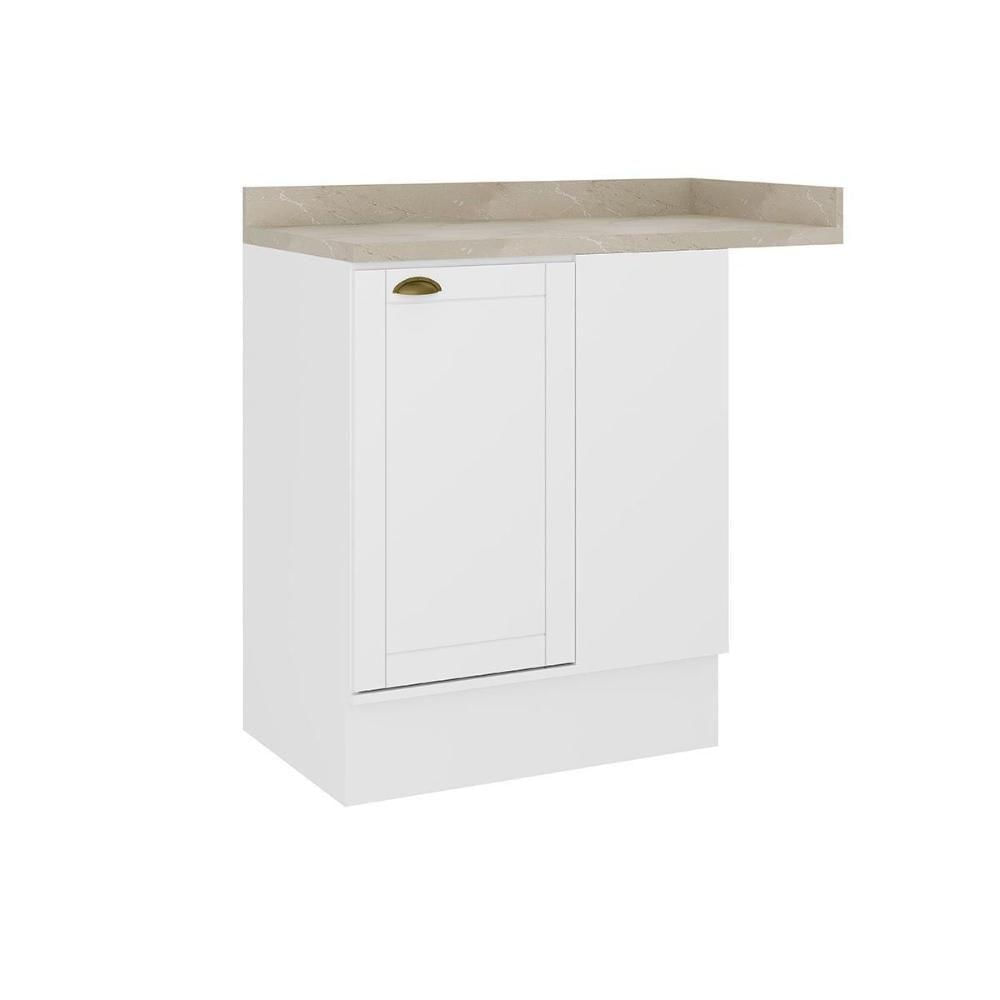 Balcão De Cozinha Modulado Com Tampo Bella 2611 Canto Reto Com 1 Porta 94cm Branco