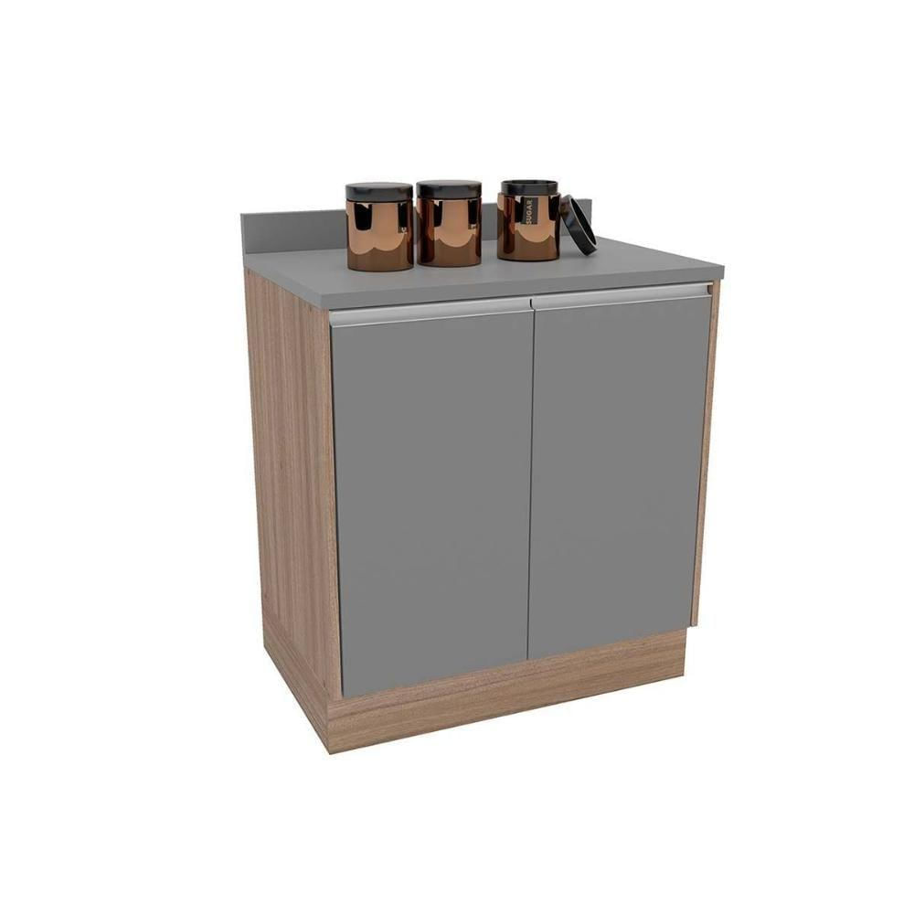 Balcão De Cozinha Modulado Campanele Com 2 Portas 76cm Castanho Cinza Politorno