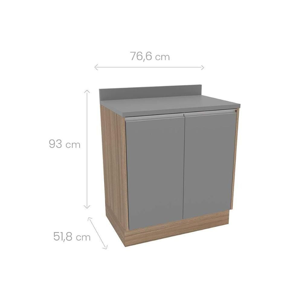 Balcão De Cozinha Modulado Campanele Com 2 Portas 76cm Castanho Cinza Politorno